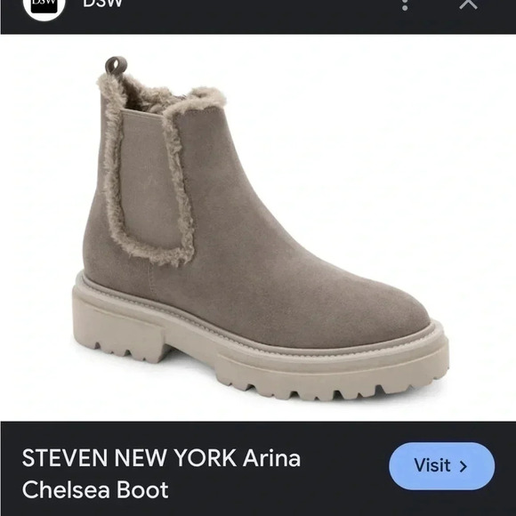 Steven New York Arian Chelsea Boot Like New size 6.5 Grey Lug soles faux fur - Picture 11 of 11